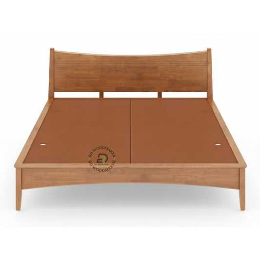 MINIMAL CURVED WOODEN PLATFORM BED WITH MODERN HEADBOARD