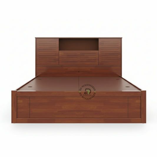 MODERN STORAGE WOODEN BED WITH PANEL HEADBOARD