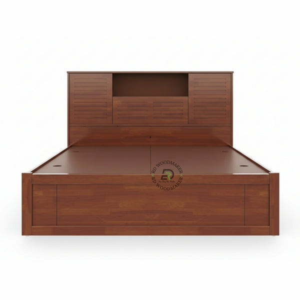 MODERN STORAGE WOODEN BED WITH PANEL HEADBOARD