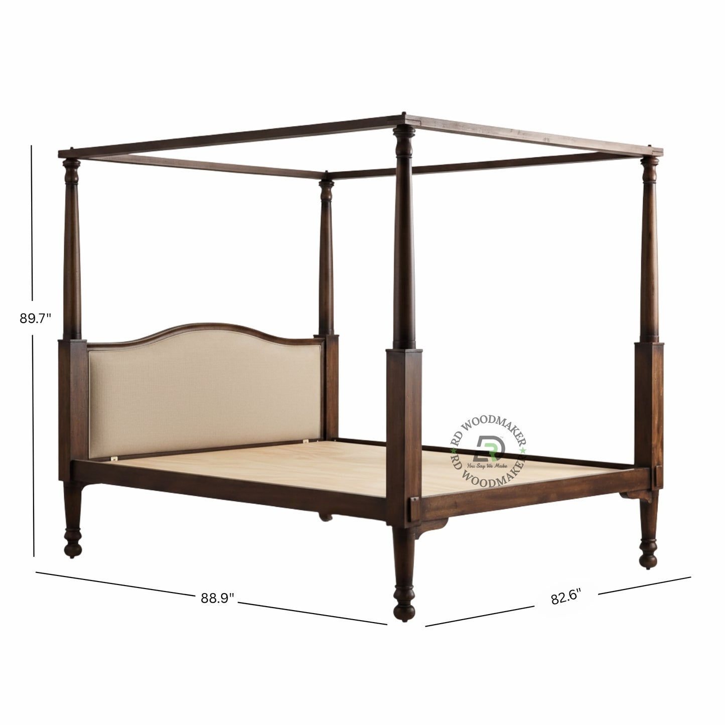 LUXURY DARK WOOD FOUR POSTER BED