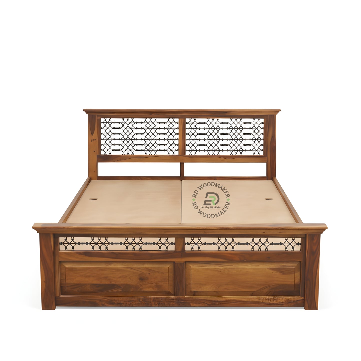 REGAL METAL INLAY WOODEN BED