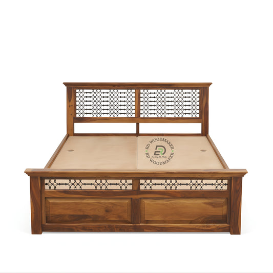 REGAL METAL INLAY WOODEN BED