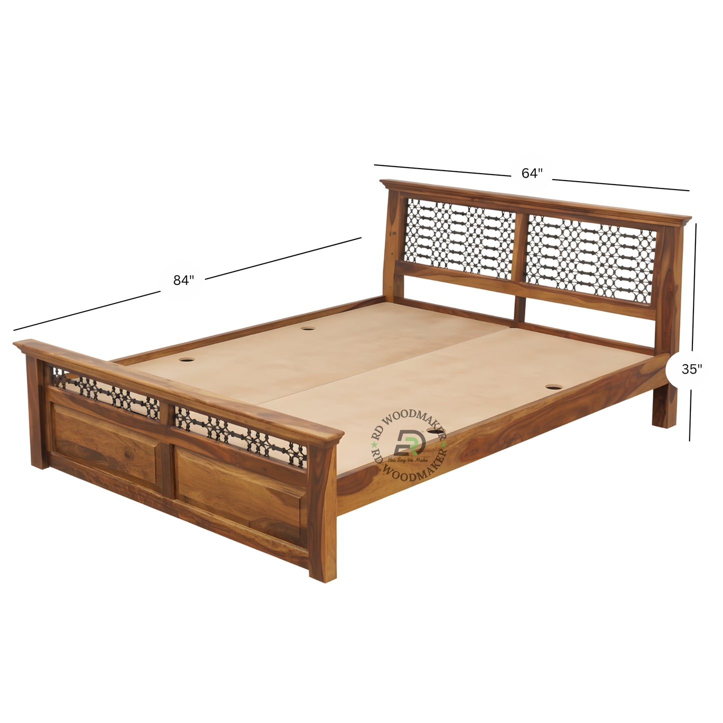 REGAL METAL INLAY WOODEN BED