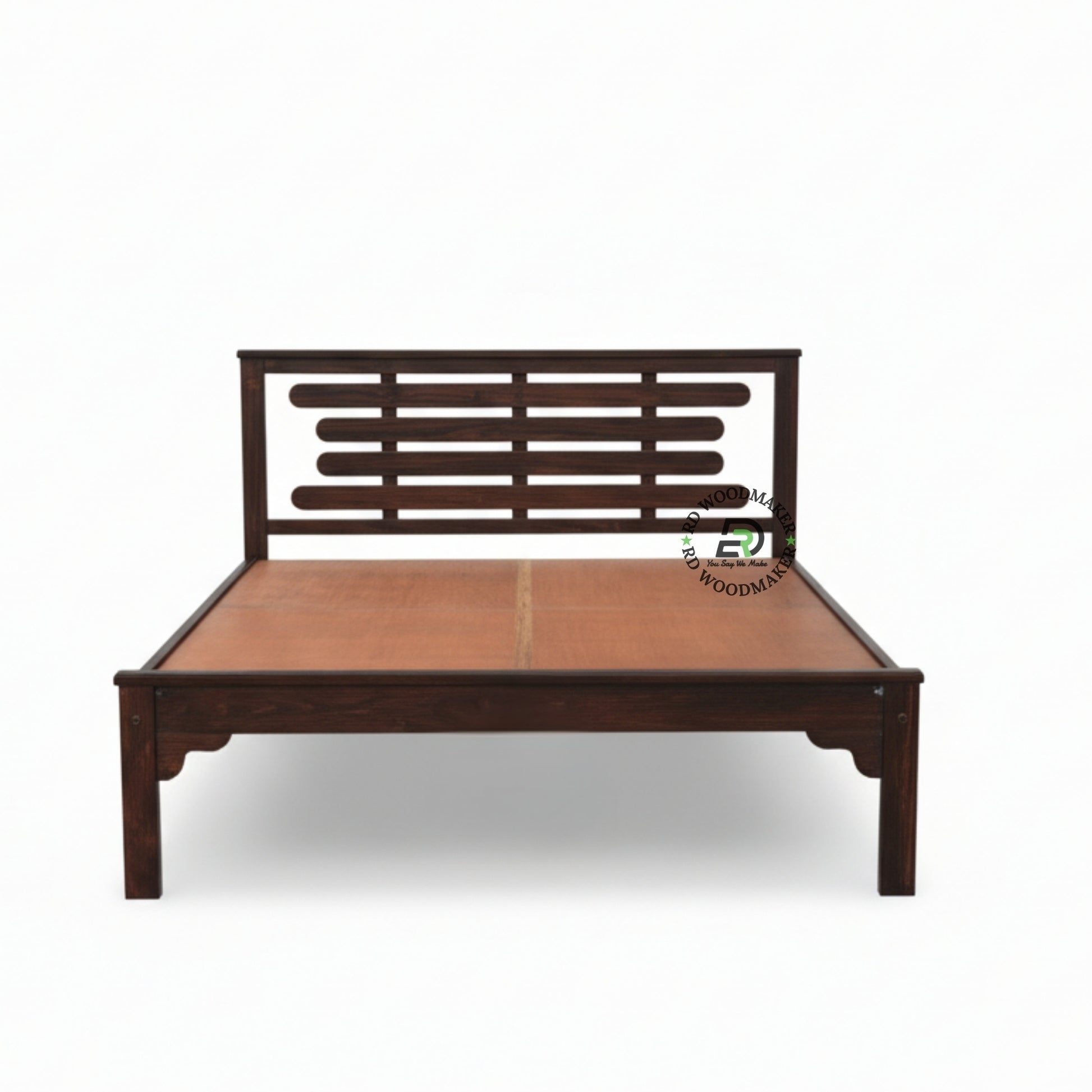 CONTEMPORARY DARK WOOD PLATFORM BED