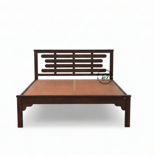 CONTEMPORARY DARK WOOD PLATFORM BED