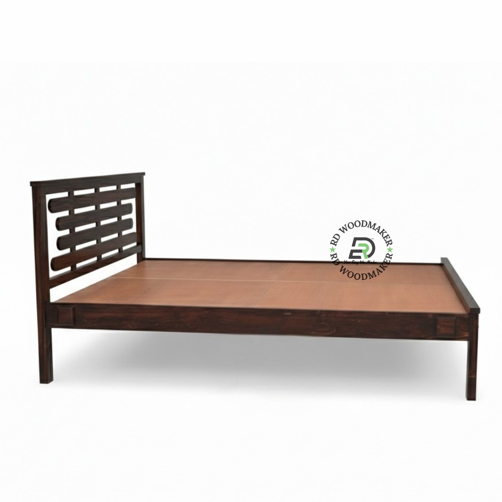 CONTEMPORARY DARK WOOD PLATFORM BED
