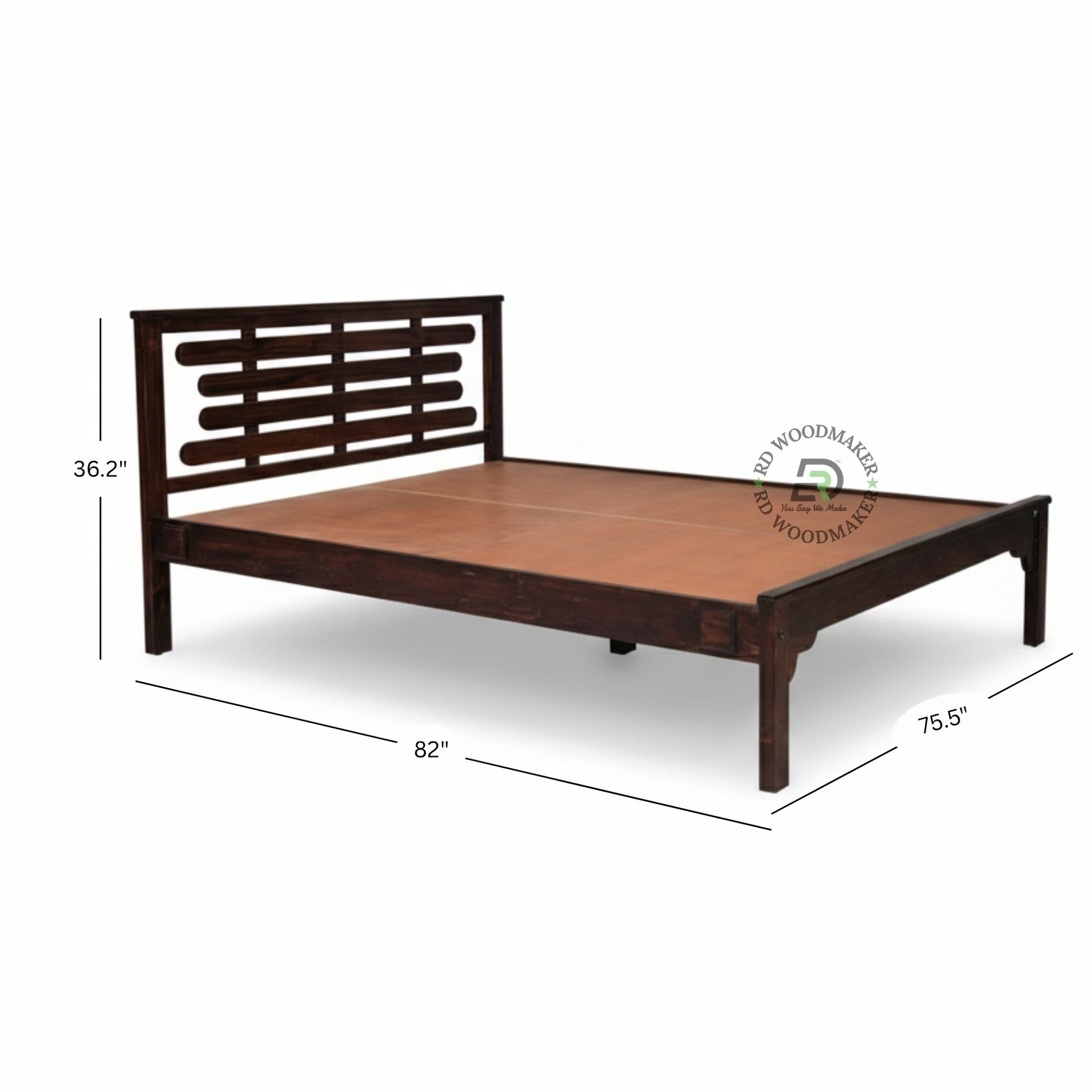 CONTEMPORARY DARK WOOD PLATFORM BED