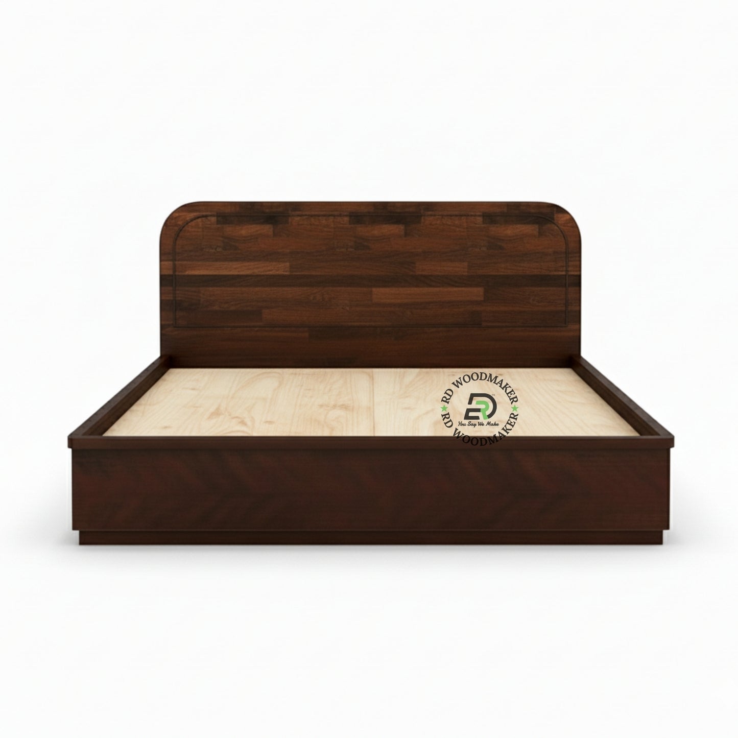 MODERN CURVED HEADBOARD SOLID WOOD PLATFORM BED