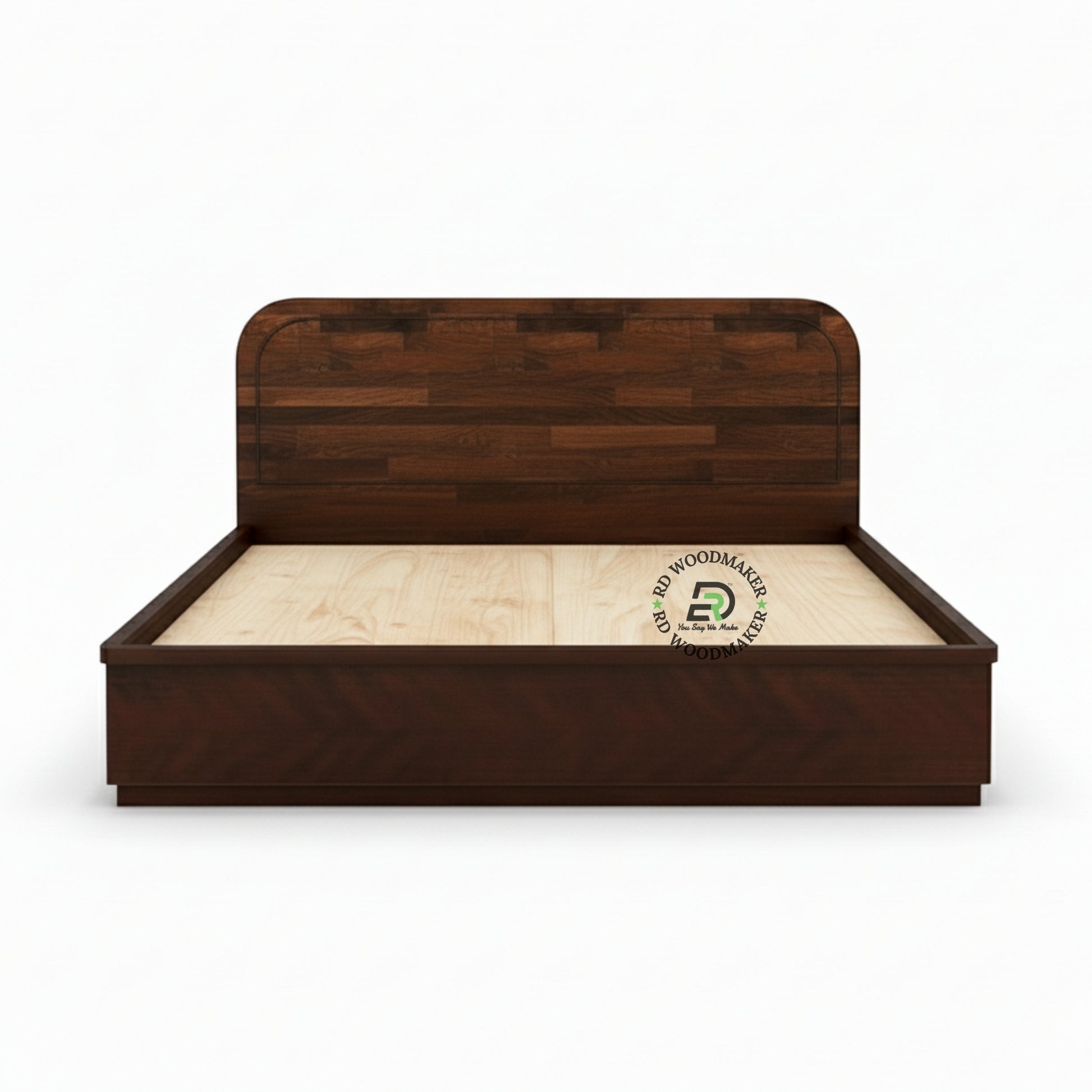 MODERN CURVED HEADBOARD SOLID WOOD PLATFORM BED