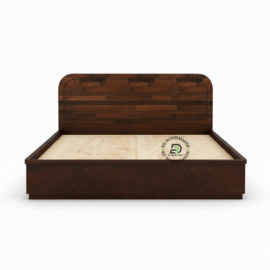 MODERN CURVED HEADBOARD SOLID WOOD PLATFORM BED
