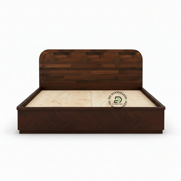 MODERN CURVED HEADBOARD SOLID WOOD PLATFORM BED