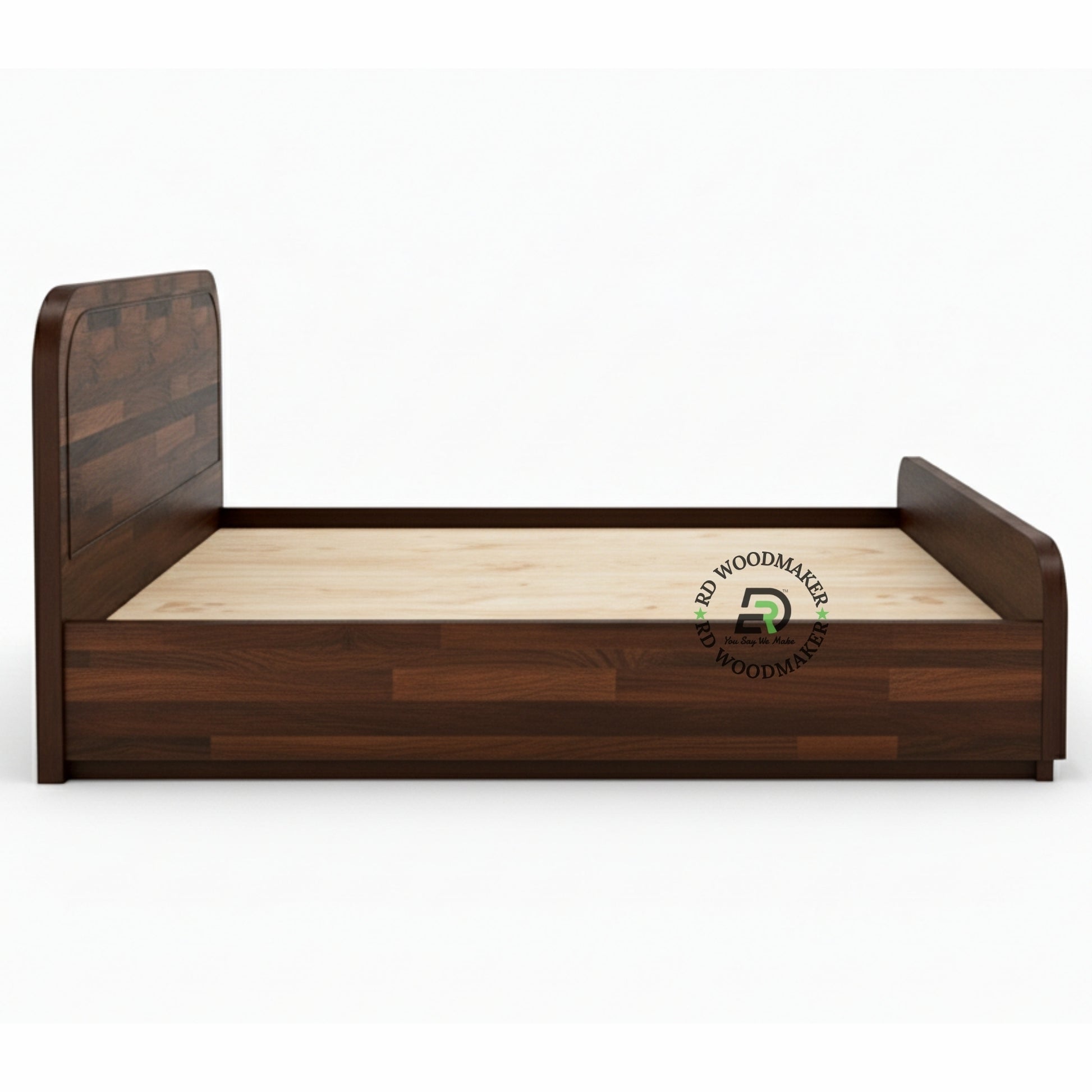 MODERN CURVED HEADBOARD SOLID WOOD PLATFORM BED