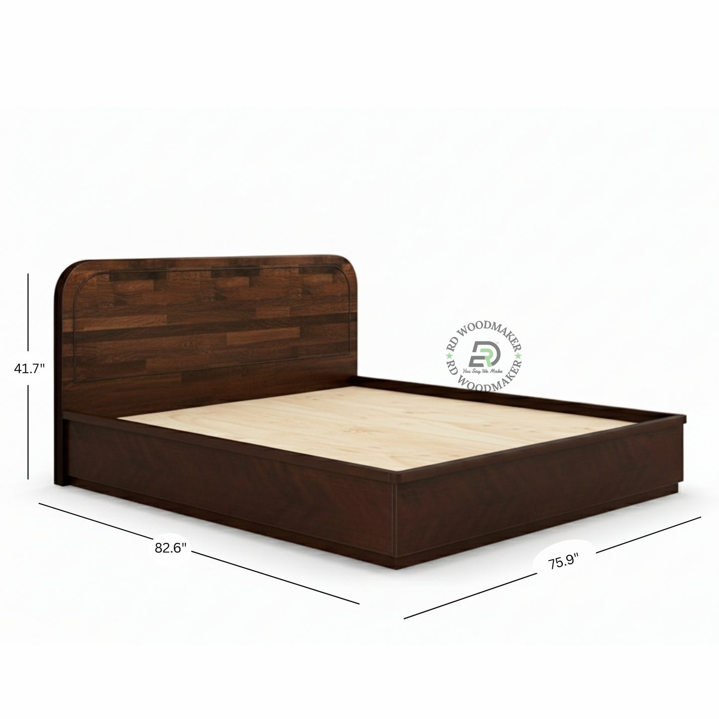 MODERN CURVED HEADBOARD SOLID WOOD PLATFORM BED