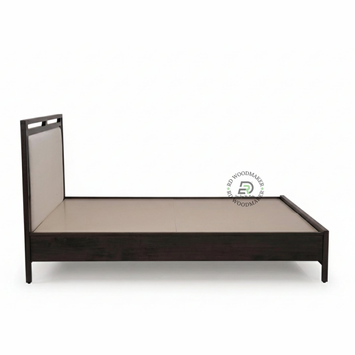  LUXURY UPHOLSTERED SOLID WOOD BED WITH NEUTRAL FABRIC HEADBOARD
