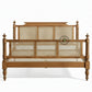 VINTAGE STYLE SOLID WOOD BED WITH SPIRAL POSTS AND CANE PANELS