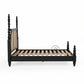  LUXURY BLACK SOLID WOOD POSTER BED WITH NATURAL CANE HEADBOARD