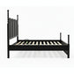  CONTEMPORARY BLACK SOLID WOOD BED WITH ARCHED RATTAN PANELS