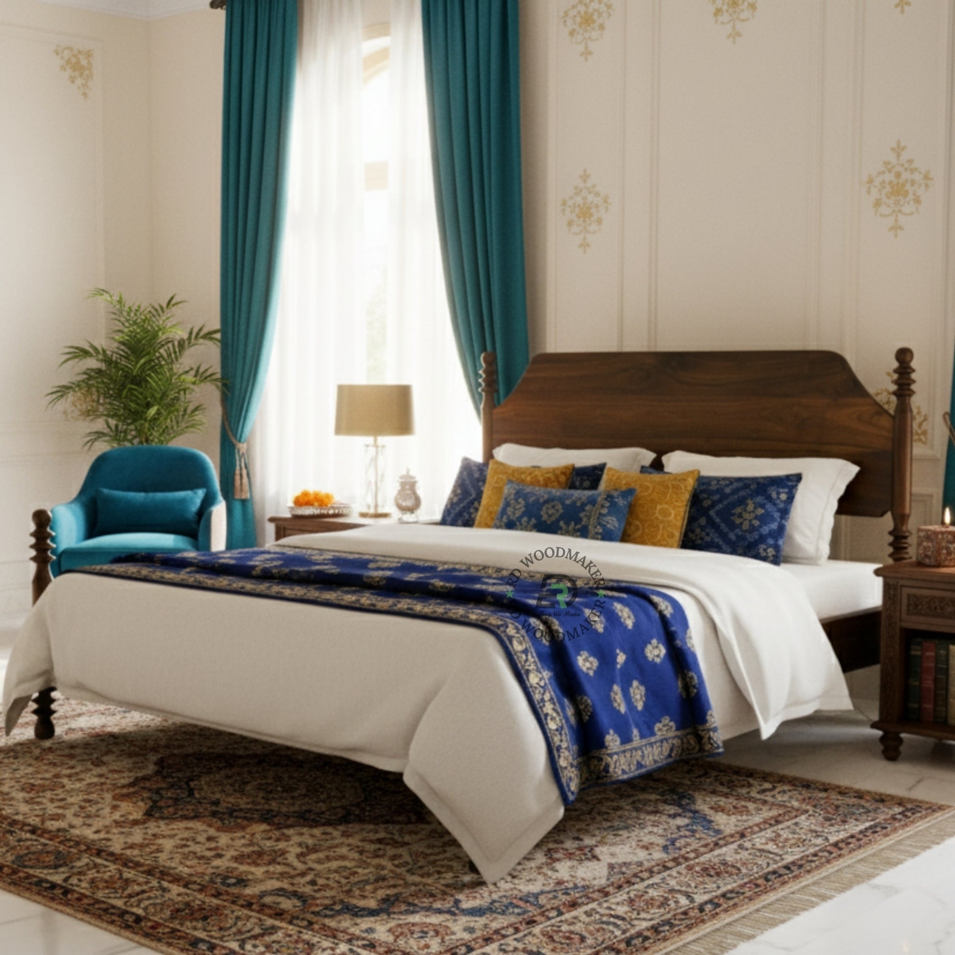  CLASSIC WALNUT SOLID WOOD SPINDLE POST BED