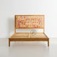 BOHO STYLE SOLID WOOD BED WITH PATCHWORK FLORAL UPHOLSTERED HEADBOARD