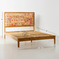 BOHO STYLE SOLID WOOD BED WITH PATCHWORK FLORAL UPHOLSTERED HEADBOARD