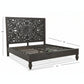 LUXURY DARK WOOD BED WITH INTRICATELY CARVED MANDALA HEADBOARD