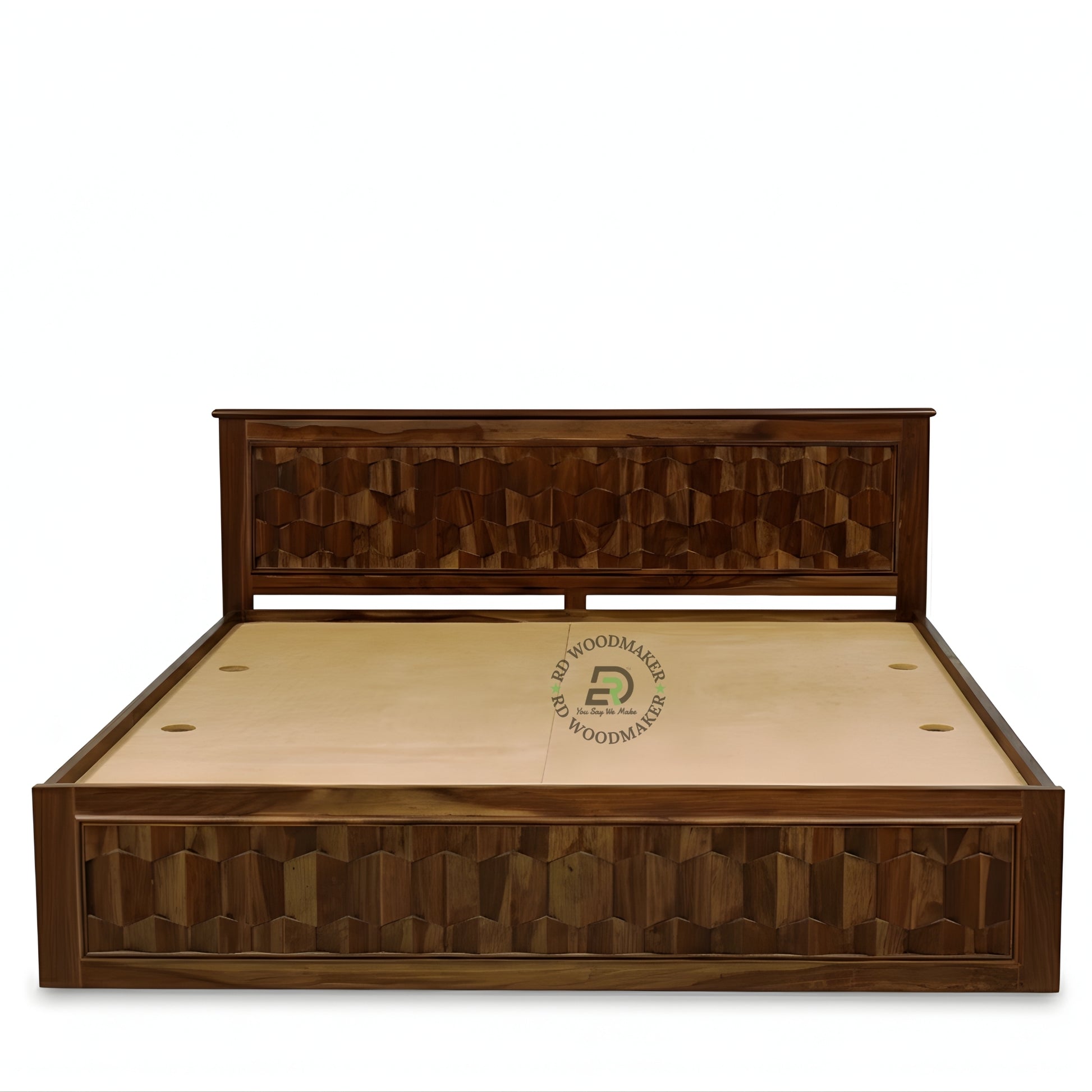 HEXA CARVE STORAGE WOODEN BED