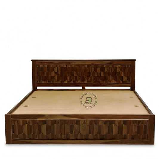 HEXA CARVE STORAGE WOODEN BED