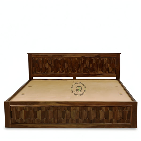 HEXA CARVE STORAGE WOODEN BED