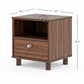 MODERN WOODEN BEDSIDE TABLE WITH OPEN SHELF & DRAWER