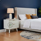 MODERN FLUTED WHITE BEDSIDE TABLE WITH 2 DRAWERS