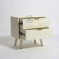 MODERN FLUTED WHITE BEDSIDE TABLE WITH 2 DRAWERS