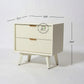 MODERN FLUTED WHITE BEDSIDE TABLE WITH 2 DRAWERS