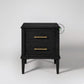 CLASSIC BLACK WOODEN BEDSIDE TABLE WITH 2 DRAWERS