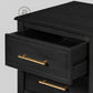 CLASSIC BLACK WOODEN BEDSIDE TABLE WITH 2 DRAWERS
