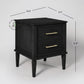 CLASSIC BLACK WOODEN BEDSIDE TABLE WITH 2 DRAWERS