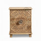HAND CARVED FLORAL WOODEN BEDSIDE TABLE