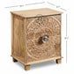 HAND CARVED FLORAL WOODEN BEDSIDE TABLE