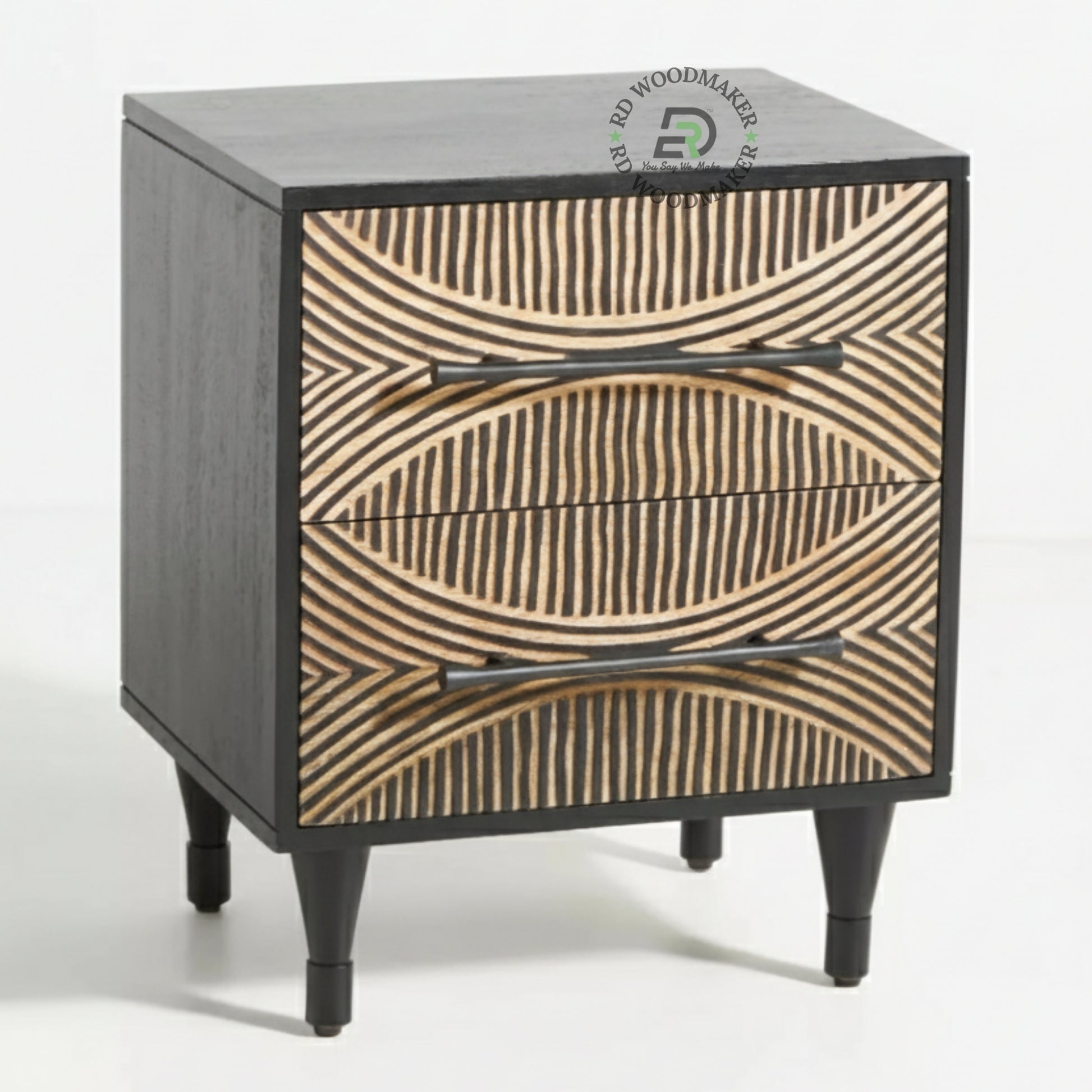 MODERN GEOMETRIC PATTERN WOODEN BEDSIDE TABLE