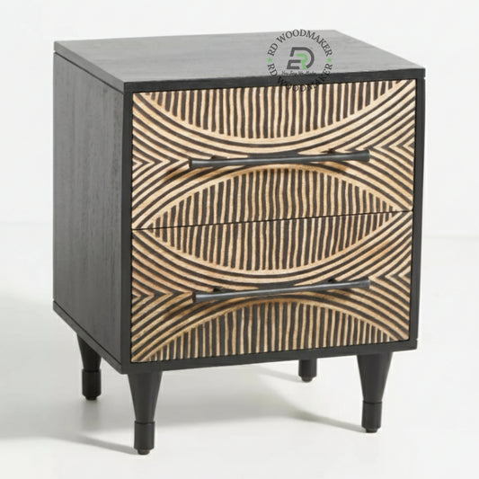 MODERN GEOMETRIC PATTERN WOODEN BEDSIDE TABLE