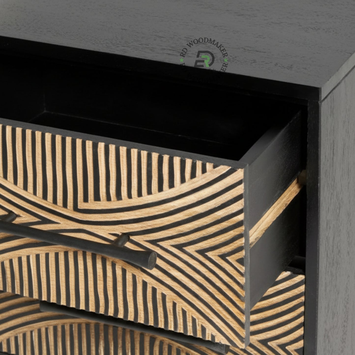 MODERN GEOMETRIC PATTERN WOODEN BEDSIDE TABLE