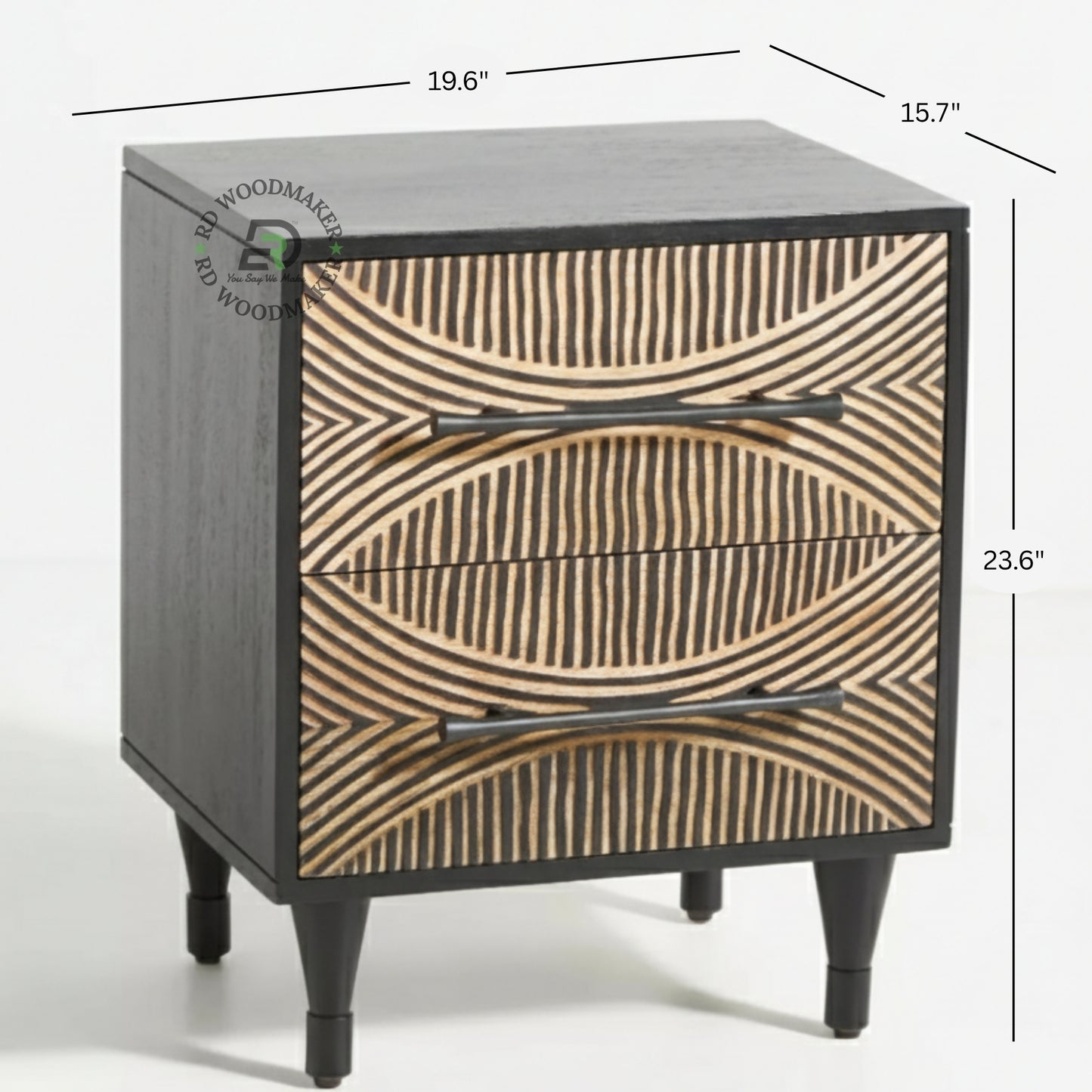 MODERN GEOMETRIC PATTERN WOODEN BEDSIDE TABLE