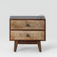 HAND CARVED DUAL PATTERN WOODEN BEDSIDE TABLE