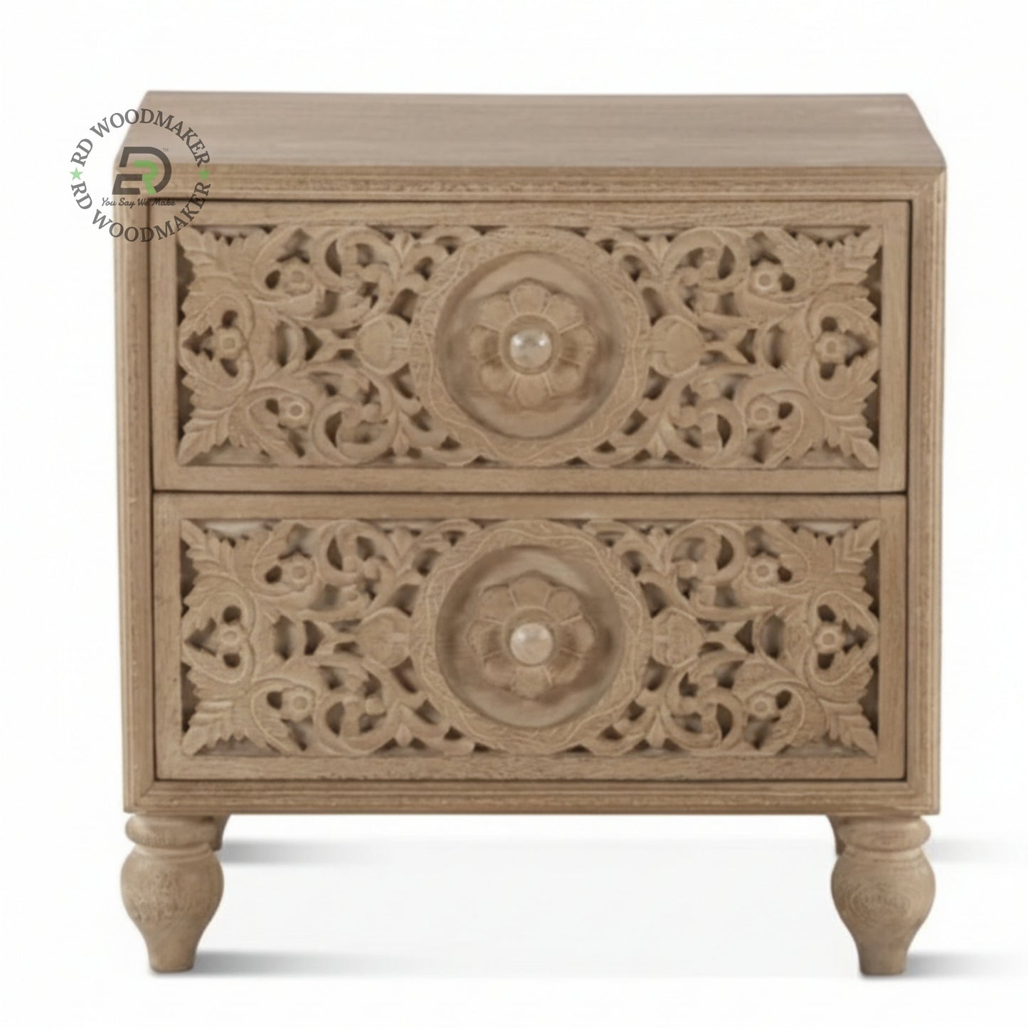 ROYAL HAND CARVED WOODEN BEDSIDE TABLE