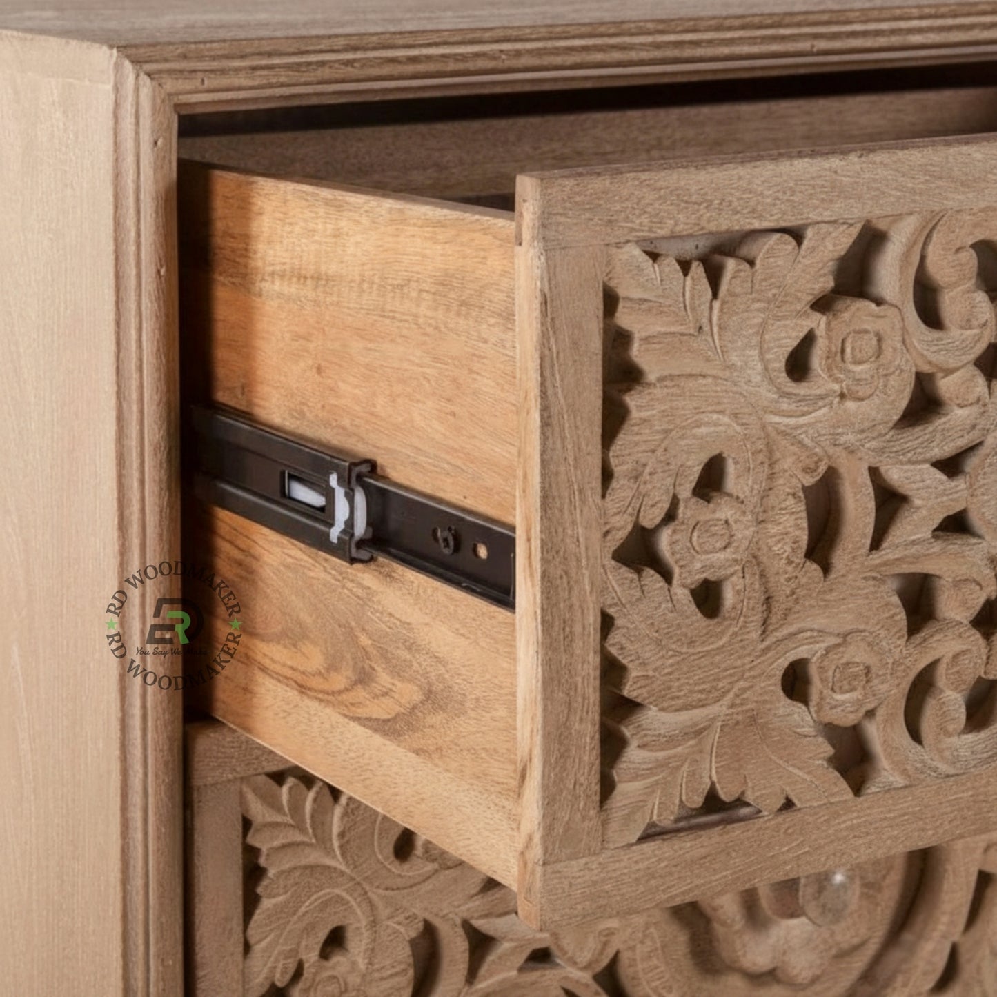 ROYAL HAND CARVED WOODEN BEDSIDE TABLE