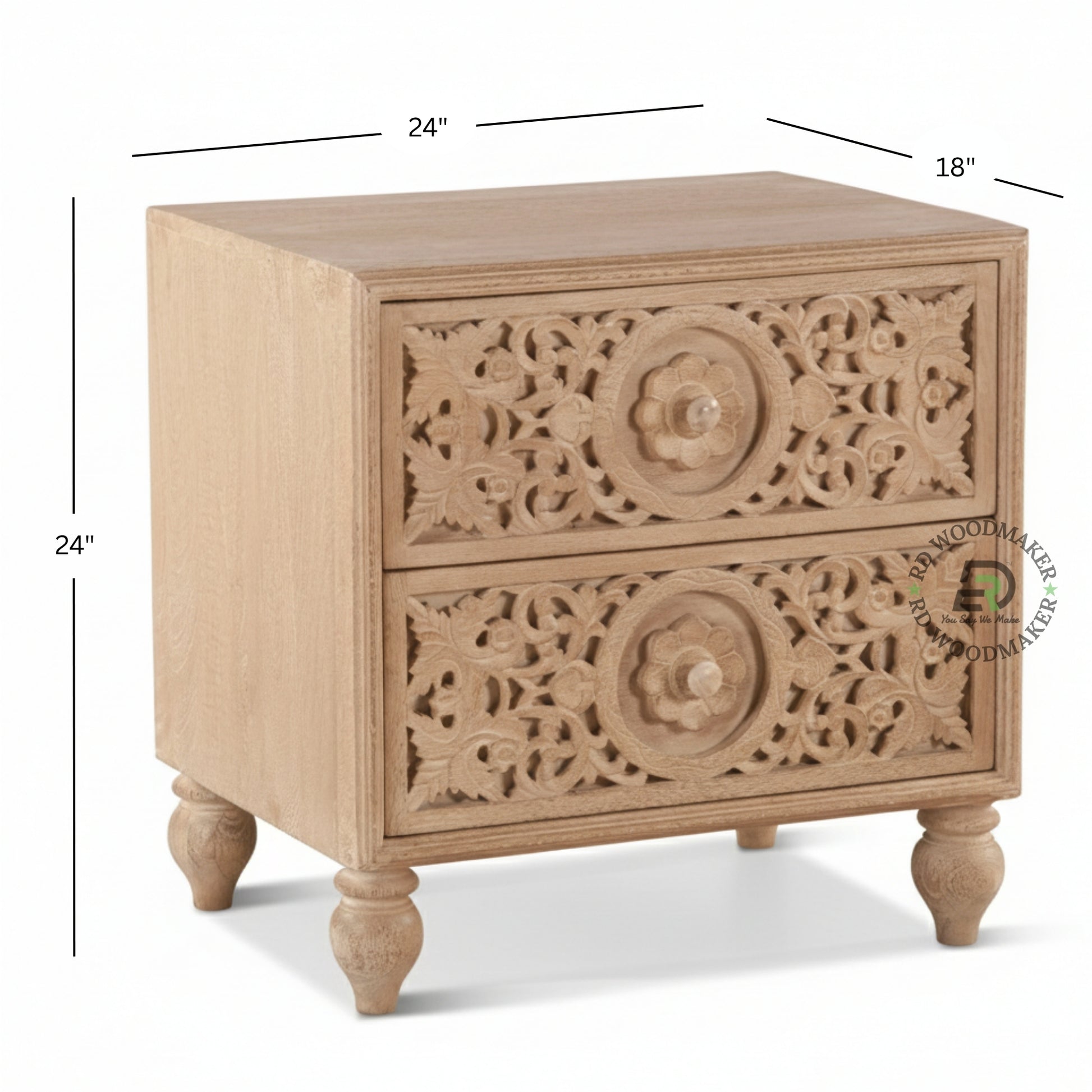 ROYAL HAND CARVED WOODEN BEDSIDE TABLE
