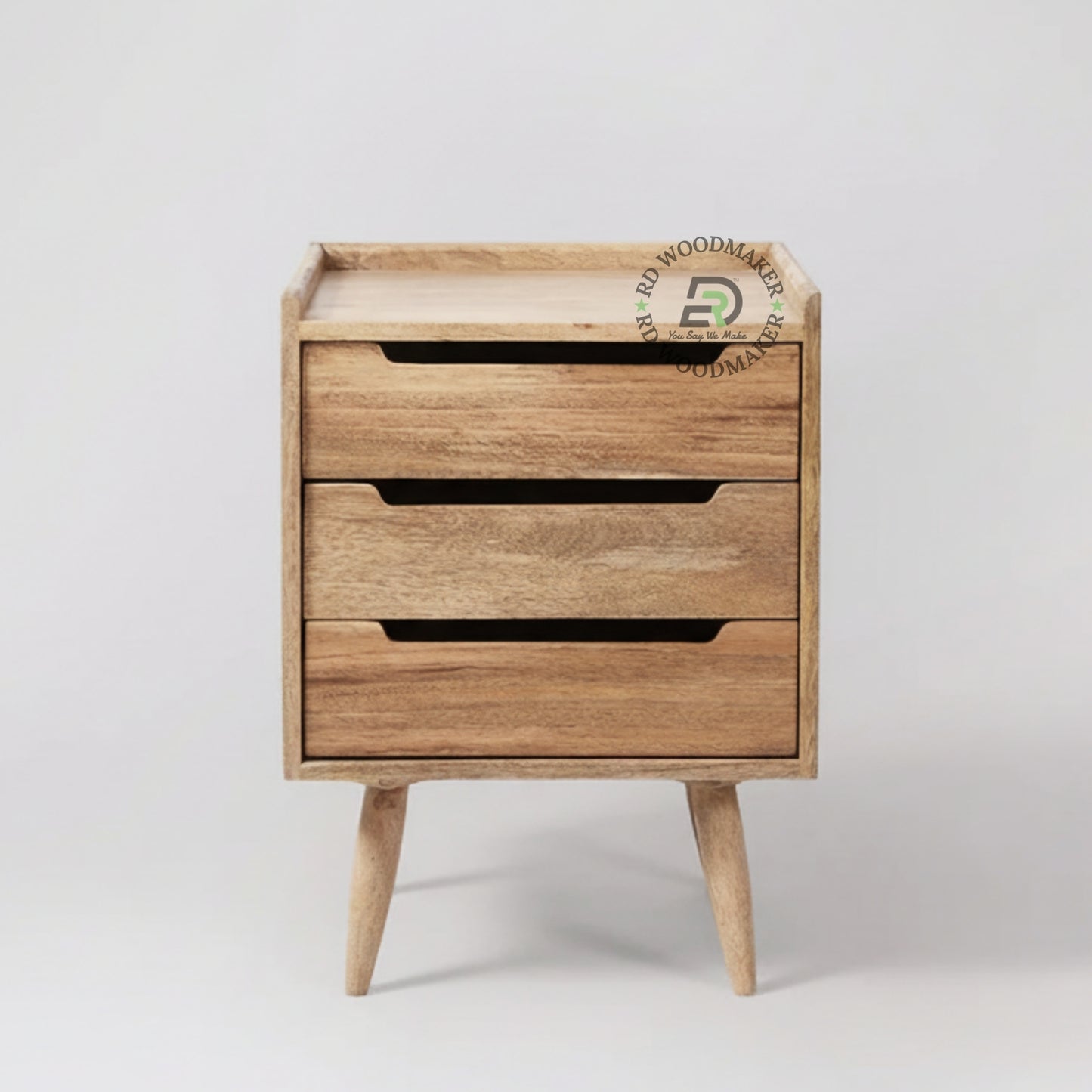 MODERN MINIMALIST WOODEN BEDSIDE TABLE WITH 3 DRAWERS