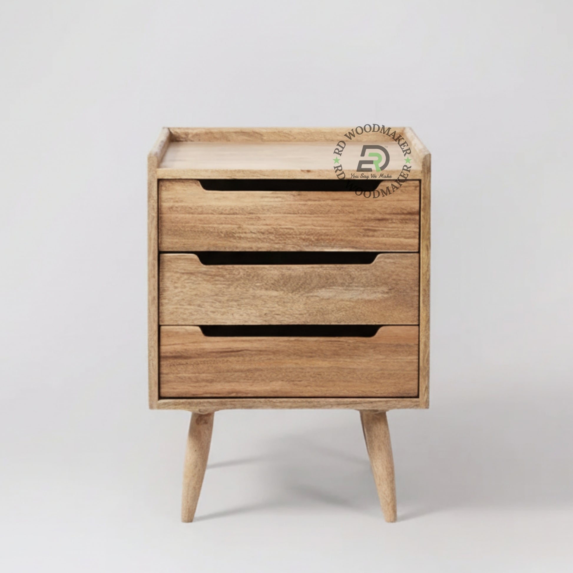 MODERN MINIMALIST WOODEN BEDSIDE TABLE WITH 3 DRAWERS