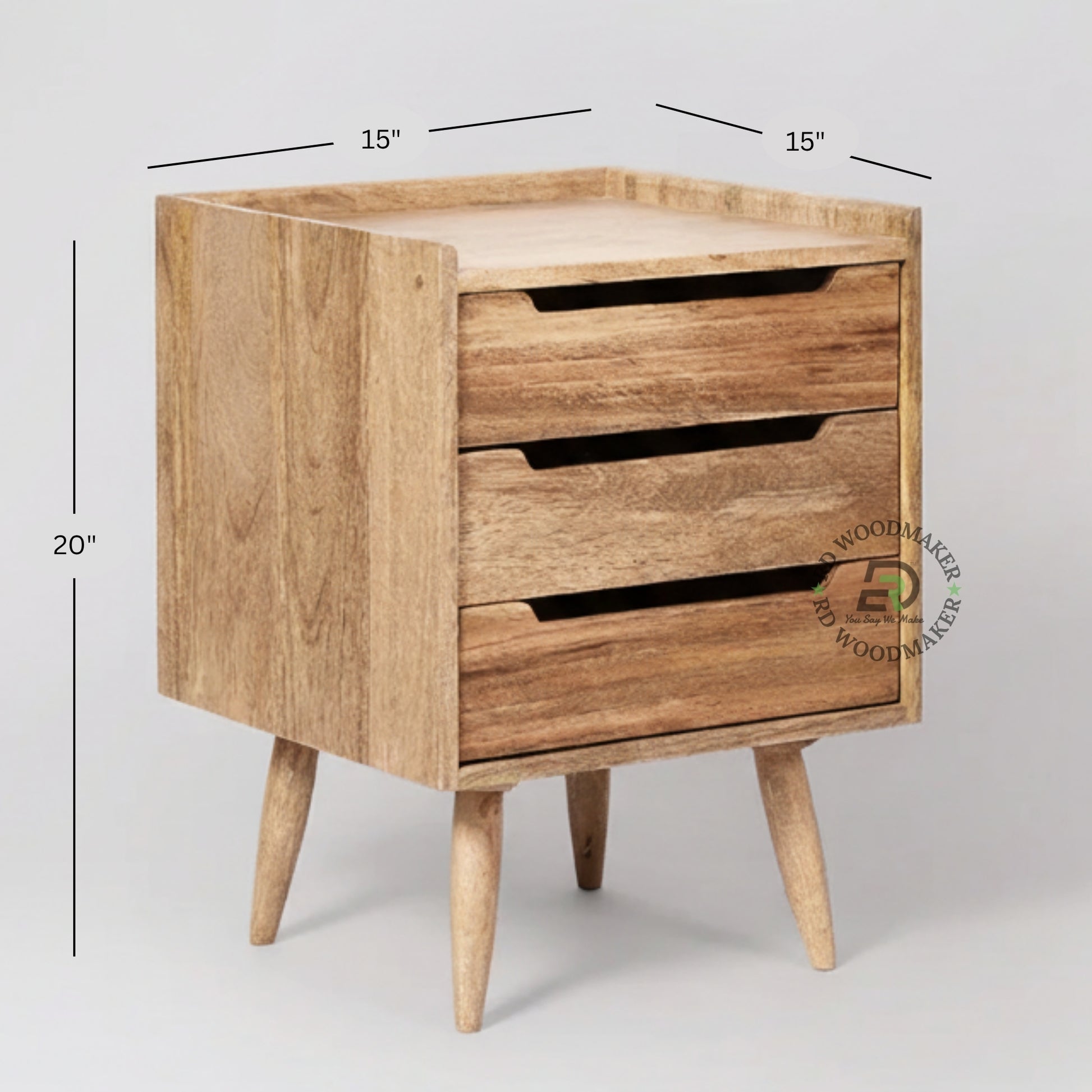 MODERN MINIMALIST WOODEN BEDSIDE TABLE WITH 3 DRAWERS
