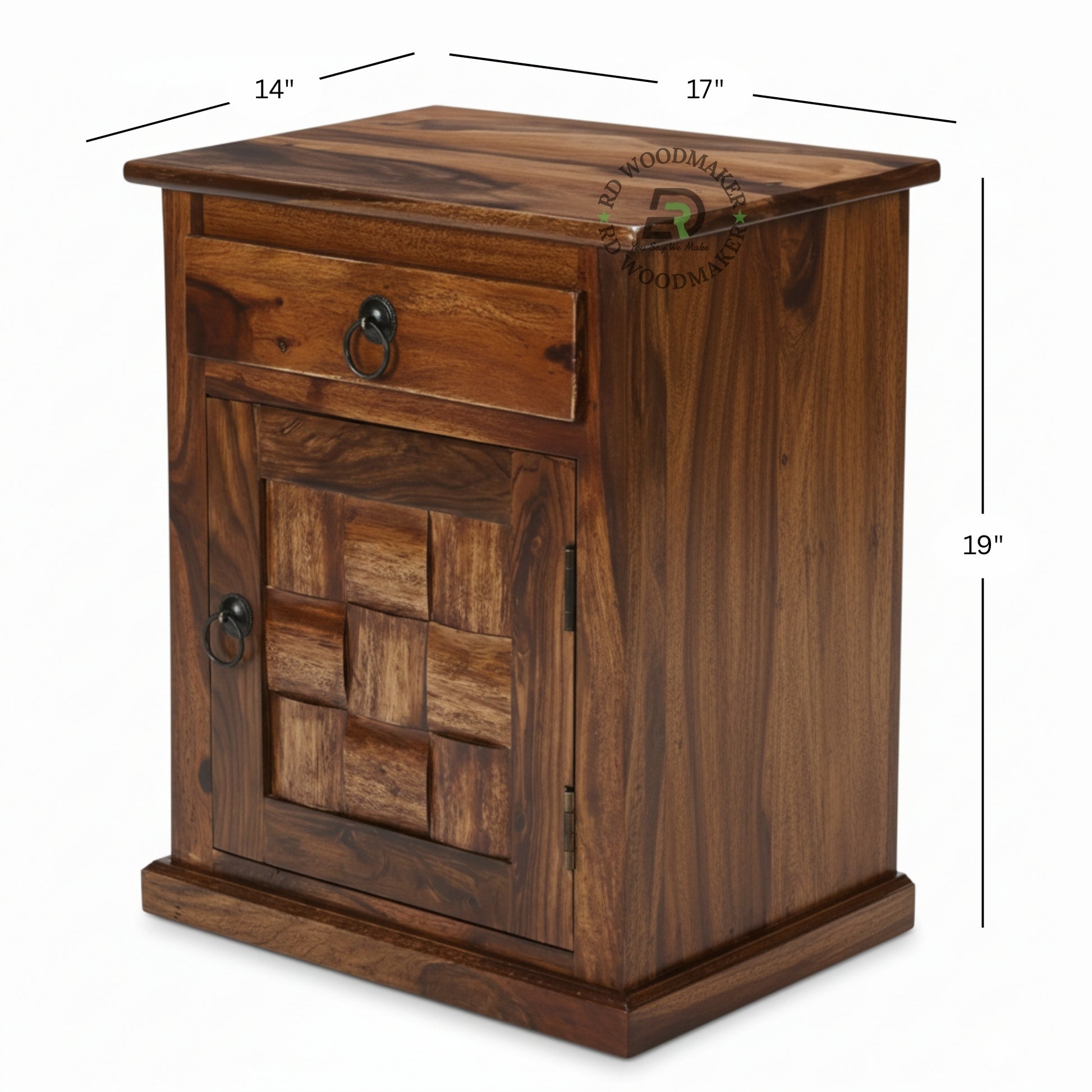 SOLID WOOD DRAWER STORAGE BEDSIDE TABLE