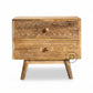 ELEGANT CARVED WOODEN BEDSIDE TABLE WITH 2 DRAWERS